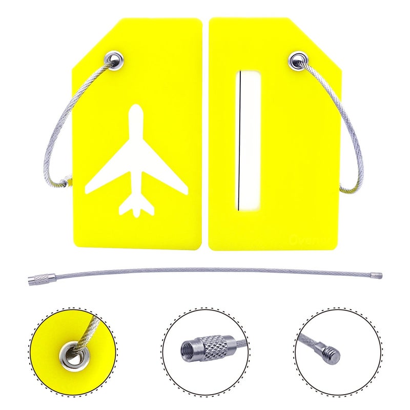 Ovener 5Pack Silicone Luggage Tag with Name ID Card Perfect to Quickly Spot Luggage Suitcase by Ovener (Yellow) - Image 2